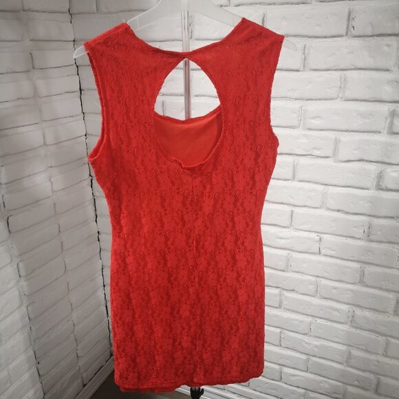 2 / $30.00 - Tattoo Ladies Orange Sleeveless Round Neck Fitted Dress - Picture 2 of 7